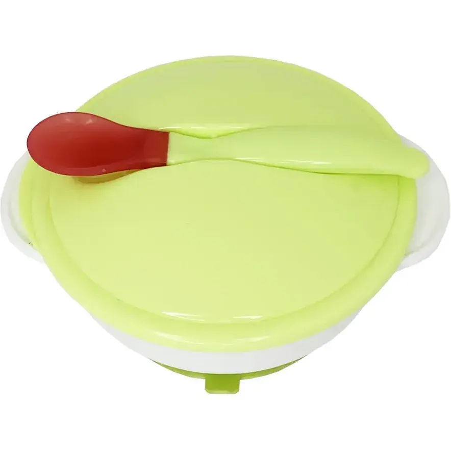 Тарелка на присоске с термоложкой и крышкой Mega Zayka MGZ-0101 (Green) - фото 2