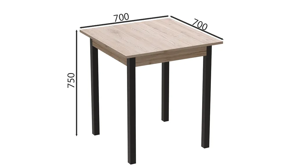 Стіл кухонний Ferrum-decor Агата 75x70x70 Чорний ДСП Сан-Марино 16мм (FRD-105668) - фото 3