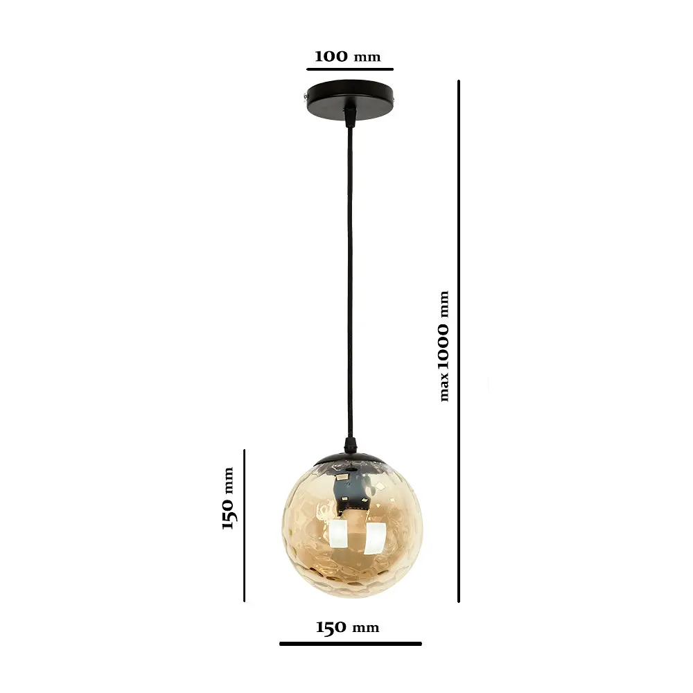 Подвесной светильник Levistella 91631F-1 BR, E27, 150 мм, металл + стекло, Черный + коричневый - фото 3