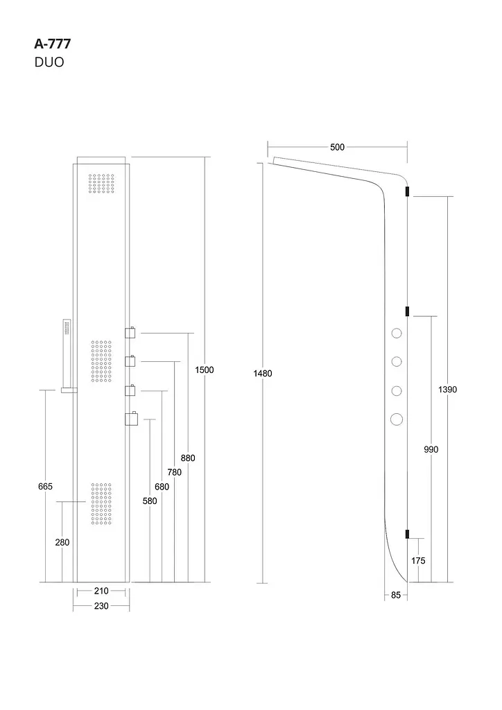 Душова панель Corsan Duo black з термостатом A777TBL, Чорний матовий - фото 5