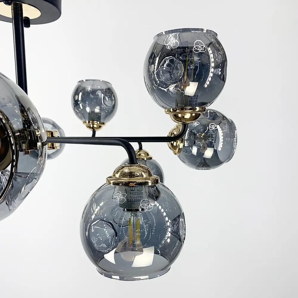 Потолочная люстра на 12 ламп с плафонами графит Line.F 81846/12. - фото 6