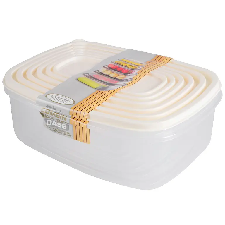 Набор пищевых контейнеров Violet House 0496 BEJ 6 шт. (0496 BEJ прям. наб. LARGE) - фото 4