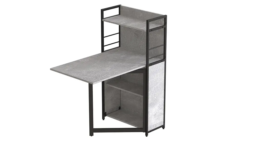 Стіл книжка з етажеркою Практик 1 Ferrum-decor 1200x640x990 Чорний метал ДСП Бетон 16 мм (FRD-104617) - фото 4