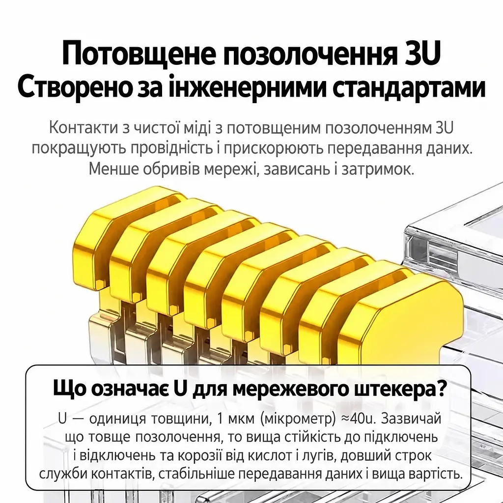 Екранований обтискний мережевий конектор Cat6 UGREEN NW111 50 шт. штекер RJ45 8P8C для однодротяних і багатодротяних жил тризубчасті контакти прозорий корпус зі сріблястим екраном і позолоченими контактами (50247) - фото 11