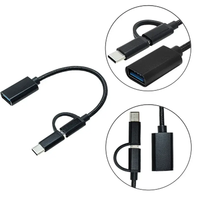 Перехідник OTG AC-150 2in1 USB 3.0 - MicroUSB USB Type-C Black XoKo (AC-150-BK) - фото 4