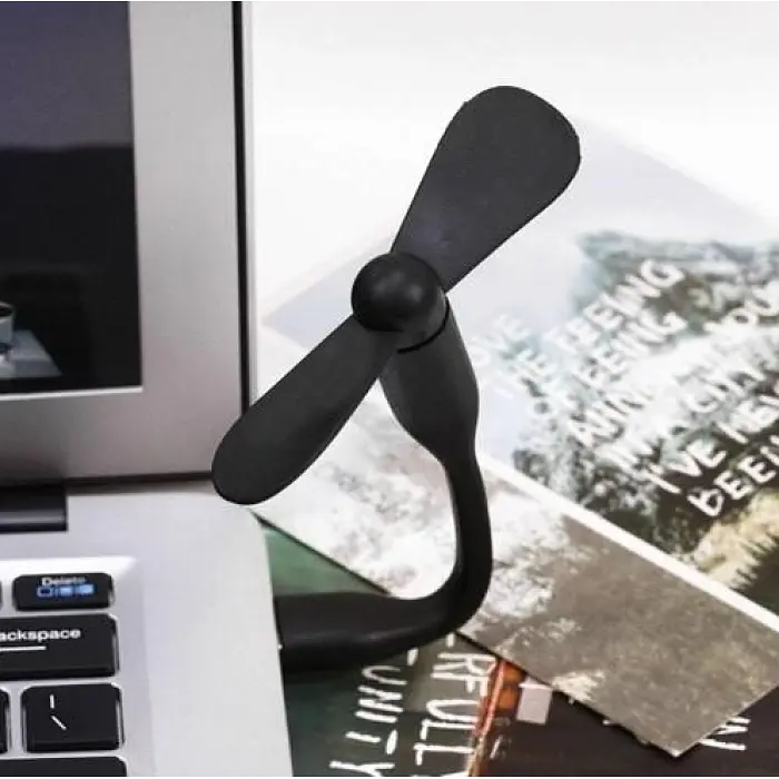 Портативний гнучкий USB мінівентилятор для ноутбука, powerbank Чорний - фото 2
