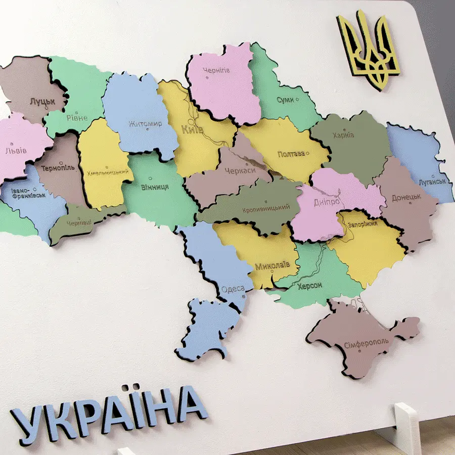 Картина 3D Rosa Talent Мапа України пастельні кольори МДФ 24.5х18.5 см (4823098532552) - фото 3