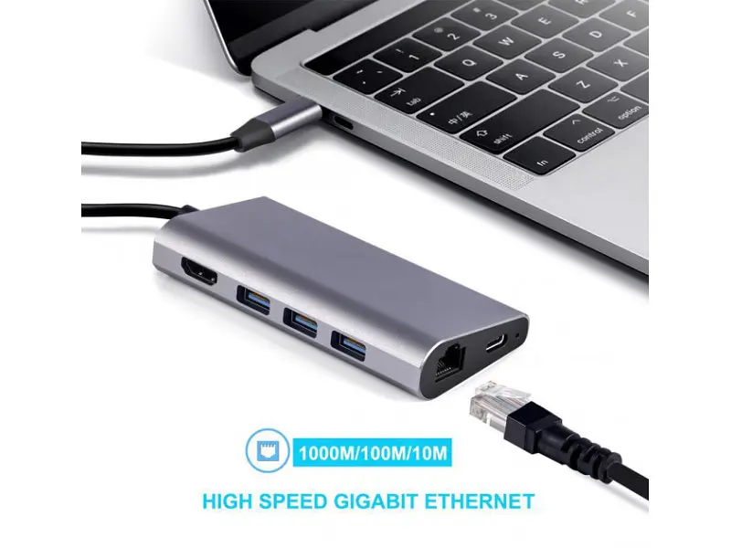Адаптер Dynamode Dock-USB-TypeC-HDMI-USB3.0-RJ45 - фото 6