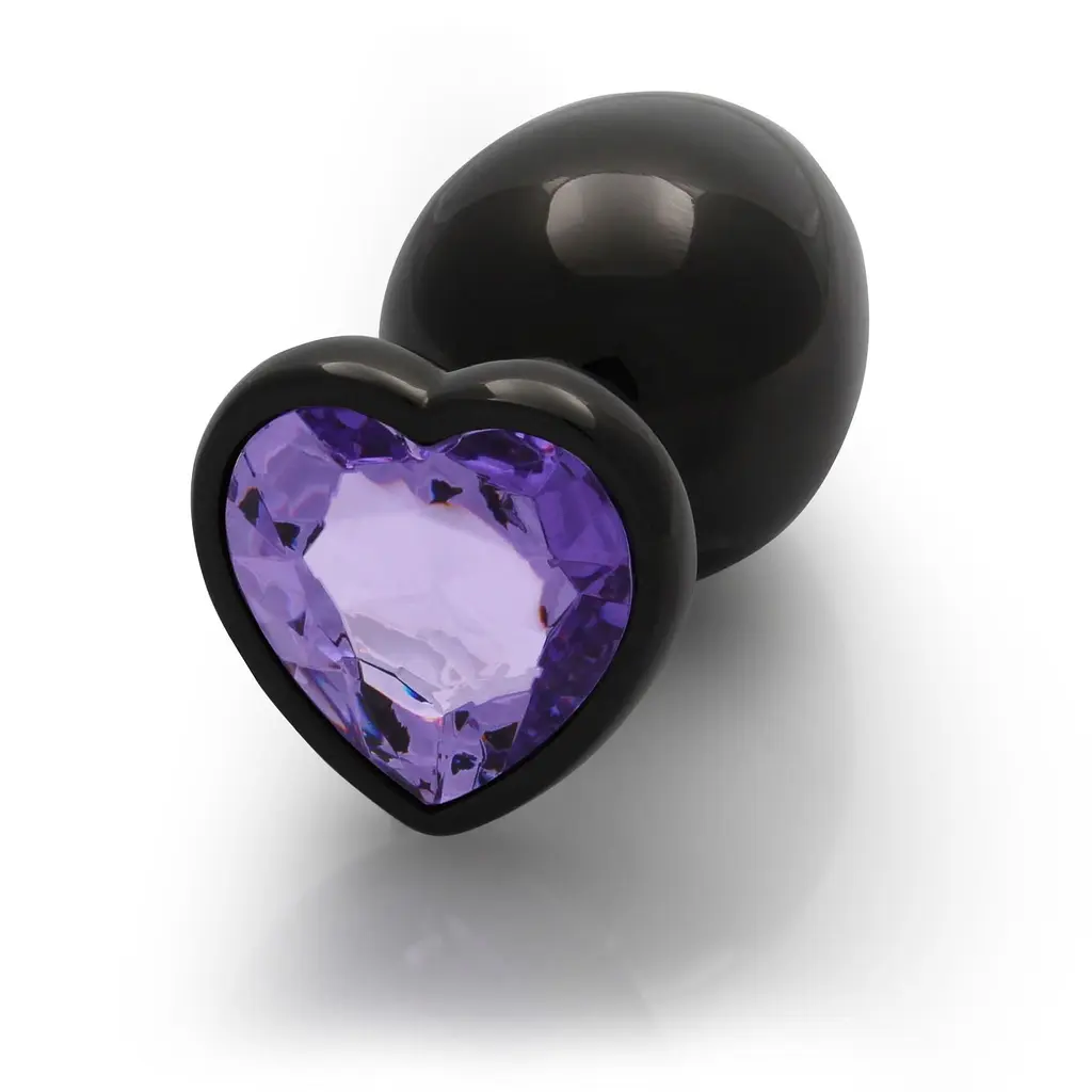 Анальна пробка Ouch! Heart Gem Butt Plug Large, 9.3 см (чорний)