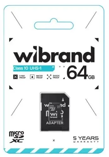 Карта пам'яті microSDXC, 64Gb, , Class10 UHS-I U1 Wibrand teh0028483 - фото 2