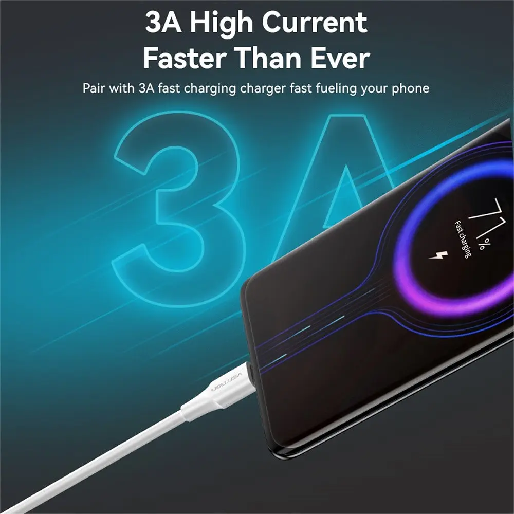 Кабель USB 2.0 AM-Type-C M, 1 м, 18W білий Vention - фото 5