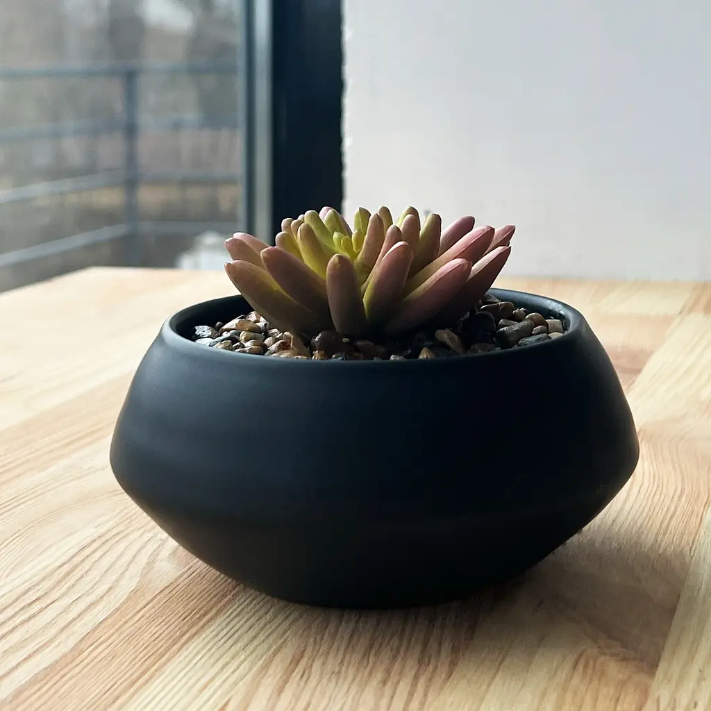 Горщик зі штучною рослиною МВМ My Home, 9 см, чорний (DH-FLOWERS-18 GREEN/BLACK) - фото 2