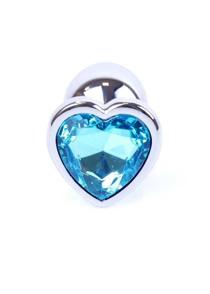 Анальна пробка B - Series HeavyFun Jewellery Silver Heart, 7 см (блакитний) - фото 2