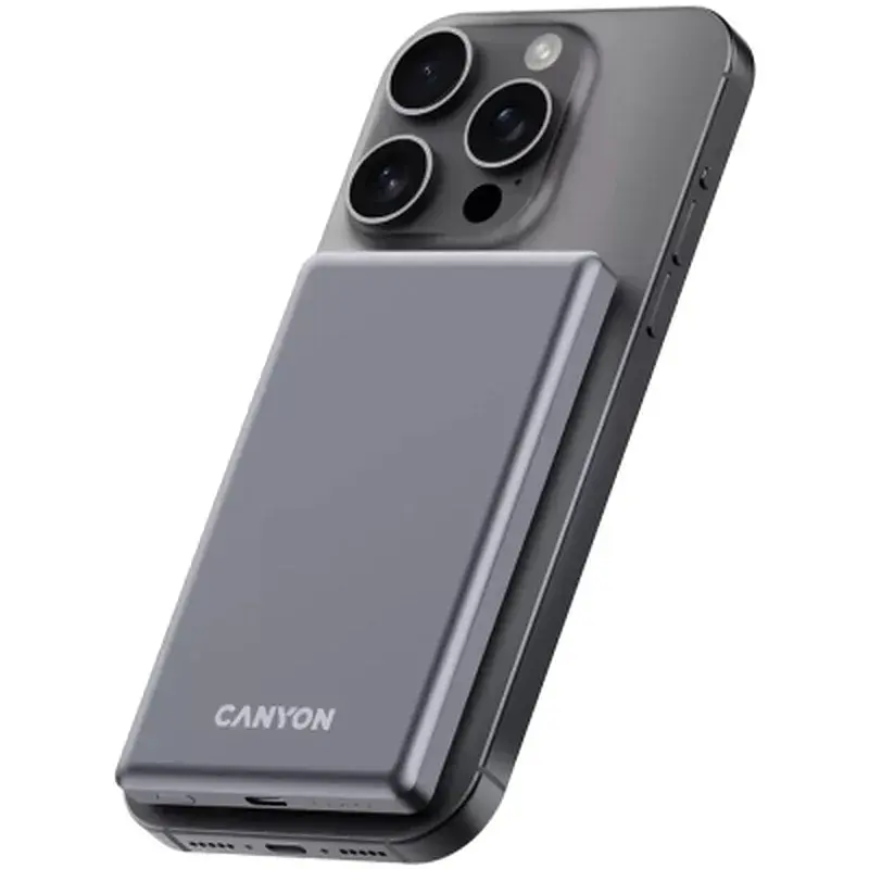 Батарея універсальна Canyon 5000mAh OnPower 505 slim Magsafe PD/20W Dark Grey (CNS-CPB505DG) - фото 6