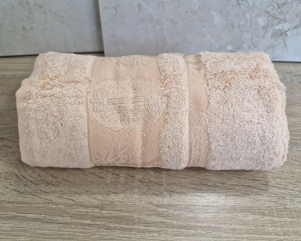 Турецький бамбуковий махровий рушник Zeron 50х90 Bamboo Peach - фото 2