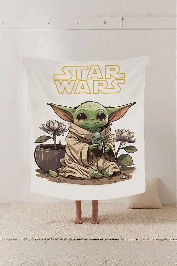 Плед плюшевий на подарунок 3D STAR WARS Малюк Йода 160х200 см - фото 2