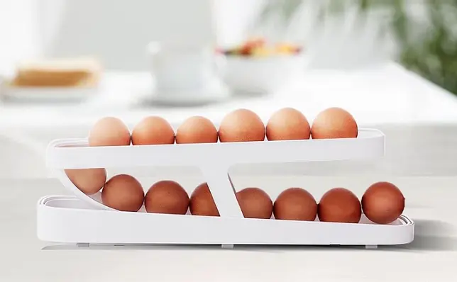 Контейнер для яєць Egg Pan · Дворівневий органайзер – підставка для зберігання яєць у холодильнику - фото 6
