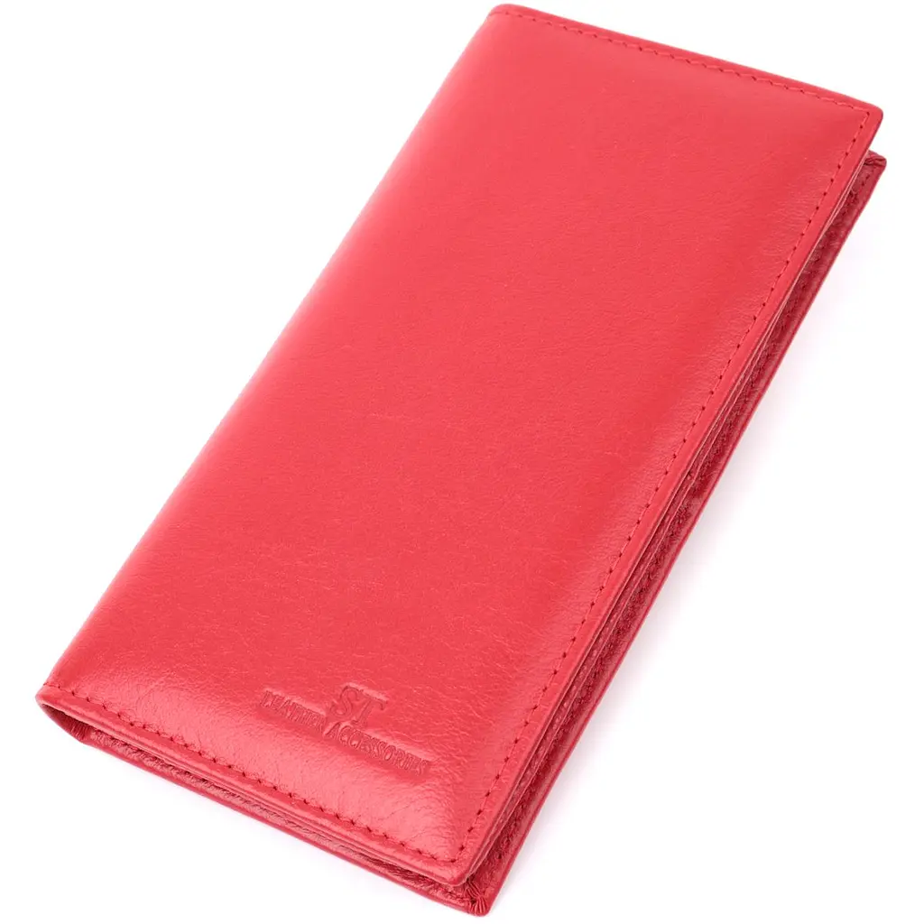 Вертикальний жіночий гаманець на магнітах із натуральної шкіри ST Leather 22539 червоний - фото 10