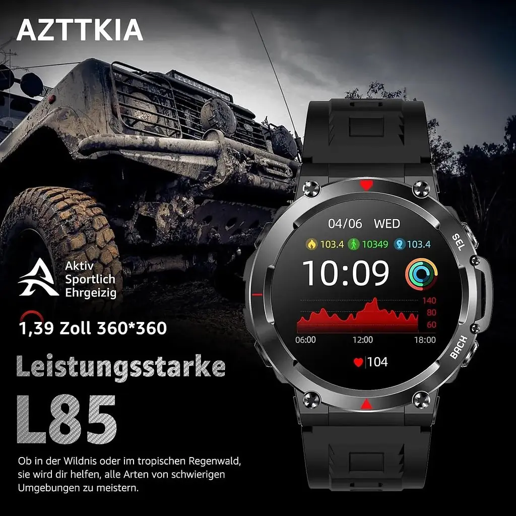 Чоловічий смарт-годинник Azttkia з функцією телефон і сенсорний екран 1.39 дюйма - фото 2