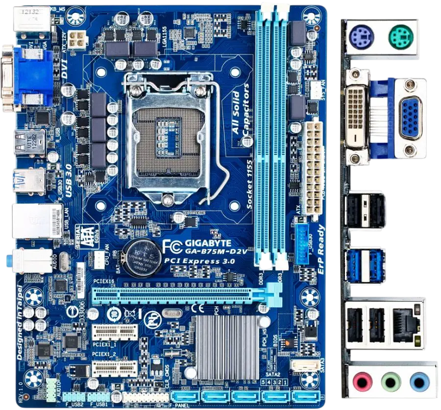Материнская плата Gigabyte GA-B75M-D2V LGA 1155 (GA-B75M-D2V) Б/У - фото 2