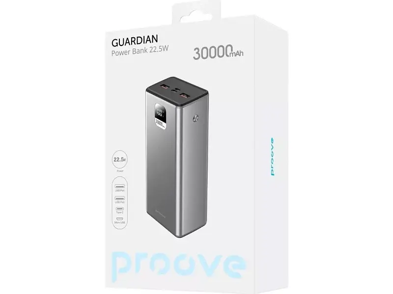 Зовнішній акумулятор (павербанк) Proove Guardian 30000mAh 22.5W (PBG322210004) - фото 3