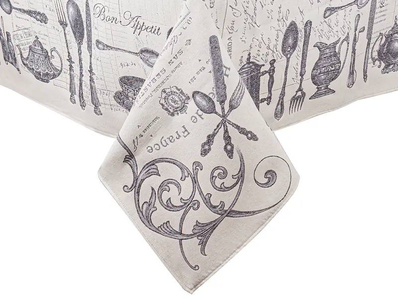 Скатертина Lefard Home Textile Cuberteria гобеленова 180x140 см бежево-сіра  (732-297) - фото 3