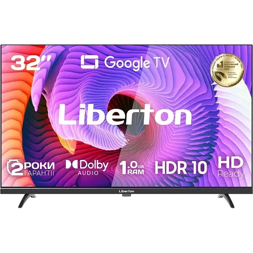 Телевізор Liberton LTV-32H06GT 32" Black, HD, Google TV