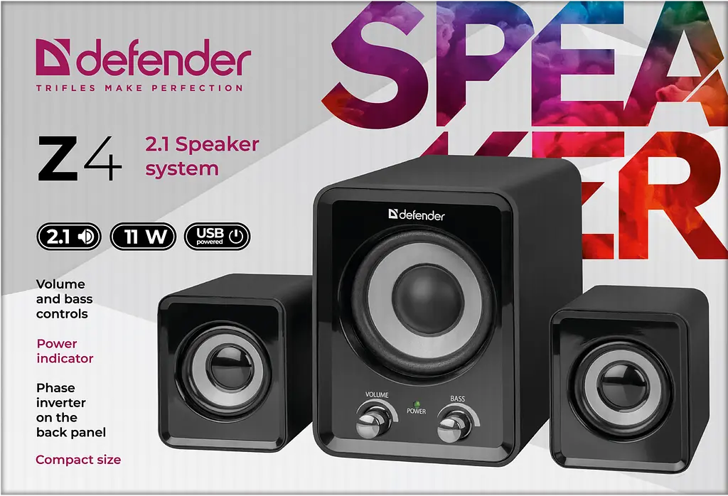 Акустична система 2.1 Defender Z4, 11 Вт, USB - фото 3