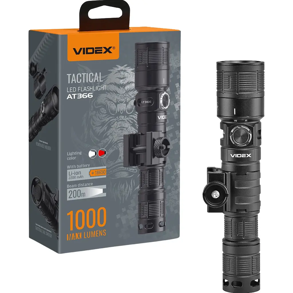 Тактичний світлодіодний ліхтарик Videx VLF-AT366, 1000Lm 5000K (28365-000)