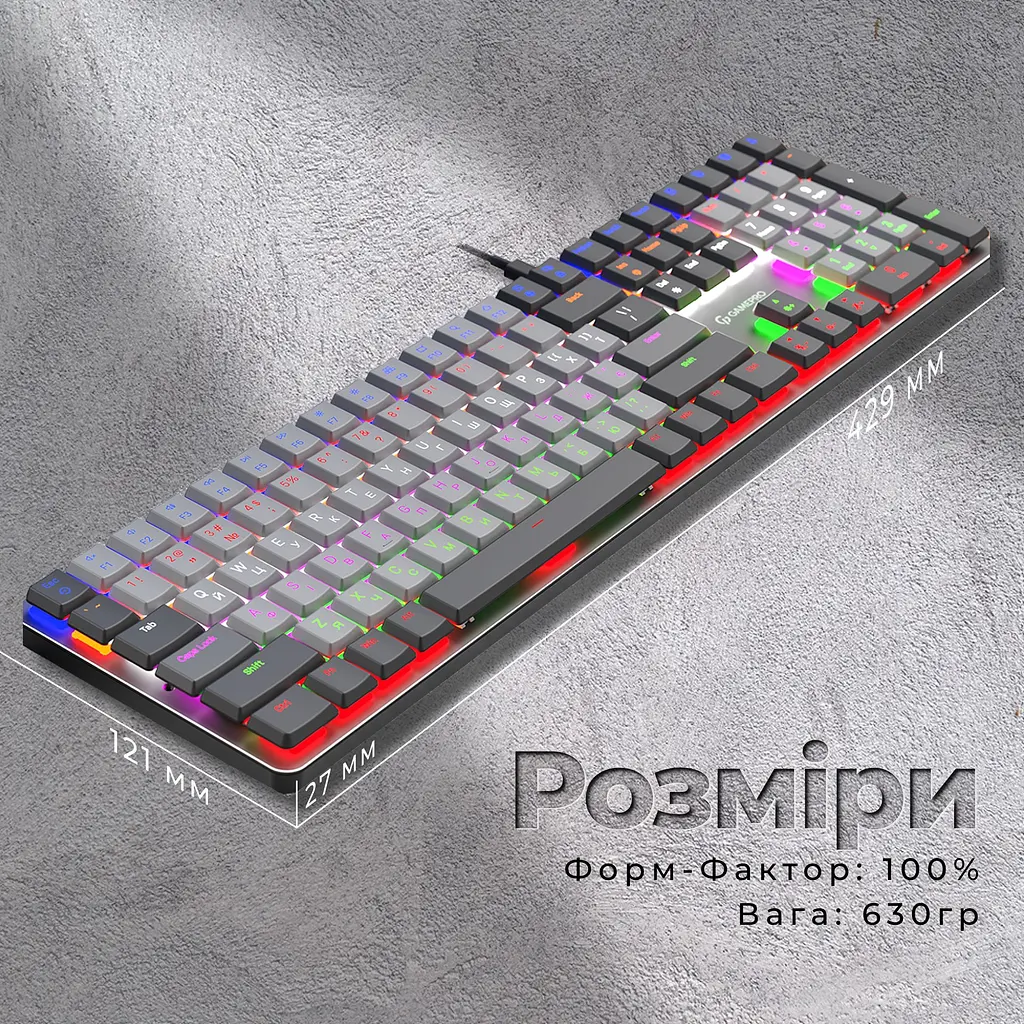 Клавиатура GamePro Red Swich Low Profile USB Dark Gray проводная (MK145R) - фото 12