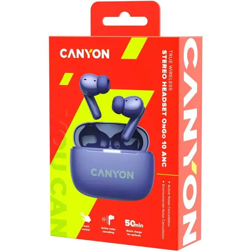 Навушники Canyon TWS headset OnGo TWS-10 ANC+ENC Purple (CNS-TWS10PL) - фото 7