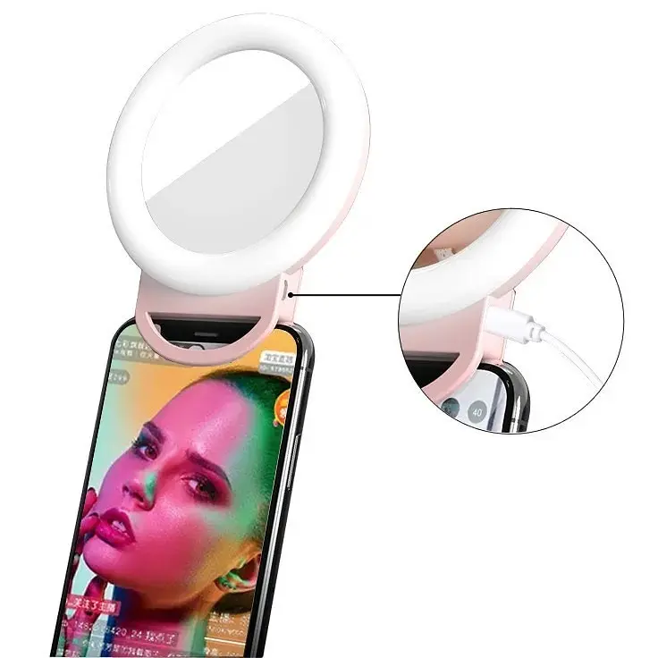 Кільцева світлодіодна LED лампа на телефон RIAS A4S RGB акумуляторна з дзеркалом 11 см - фото 4
