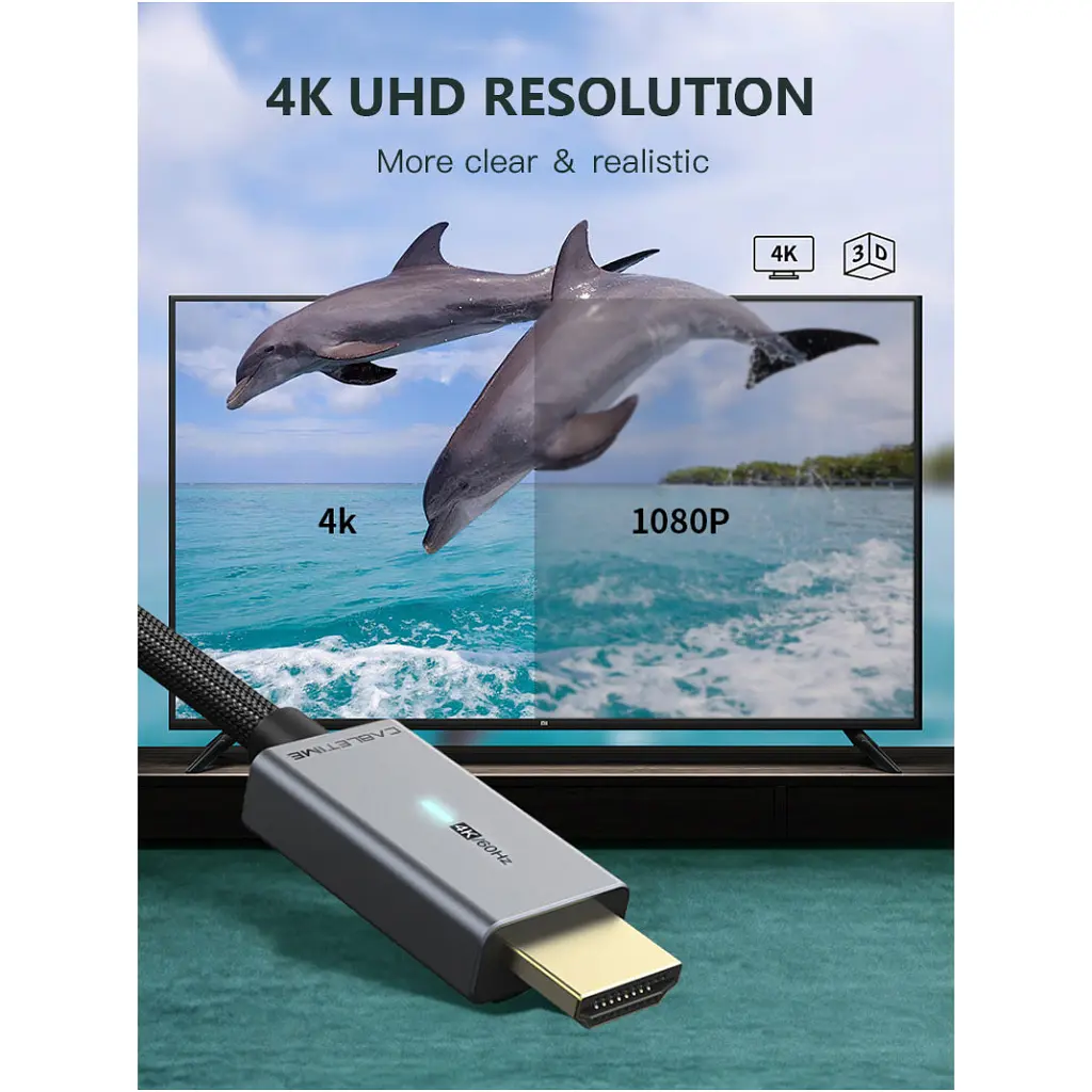 Кабель мультимедійний miniDisplayPort M to HDMI M 1.0m Cabletime (CA914593) - фото 2