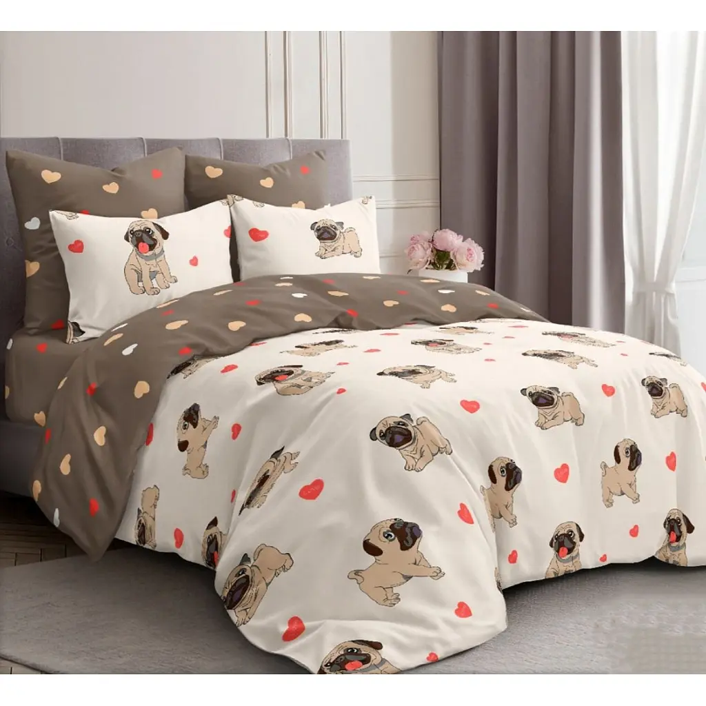 Постільна білизна MirSon Бязь 17-0566 Pug-dog (2200004268781)