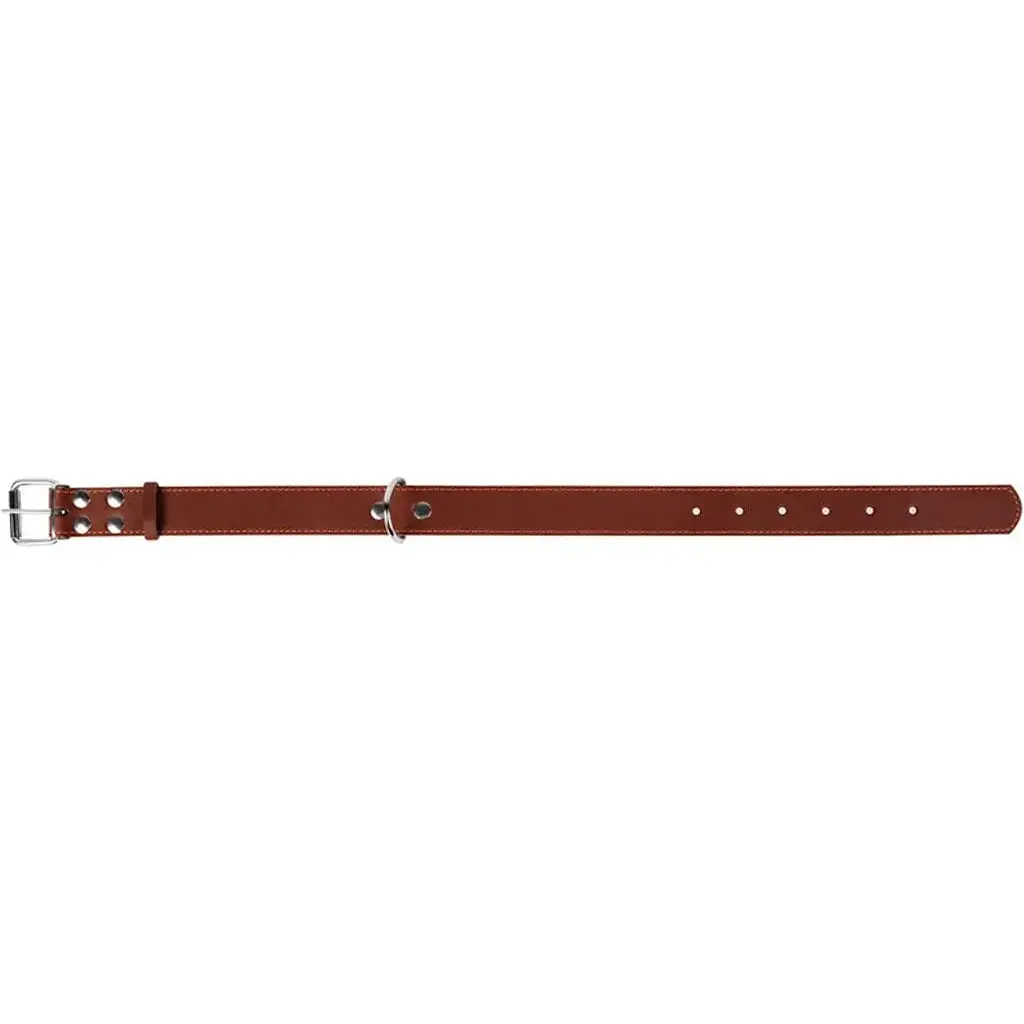 Нашийник подвійний Collar, шкіра, 48-63х3,5 см, коричневий - фото 4