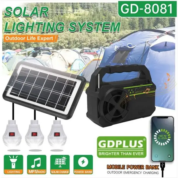 Портативна Сонячна Станція GDPlus GD-8081 (13800mAh) FM-Радіо Bluetooth - фото 5