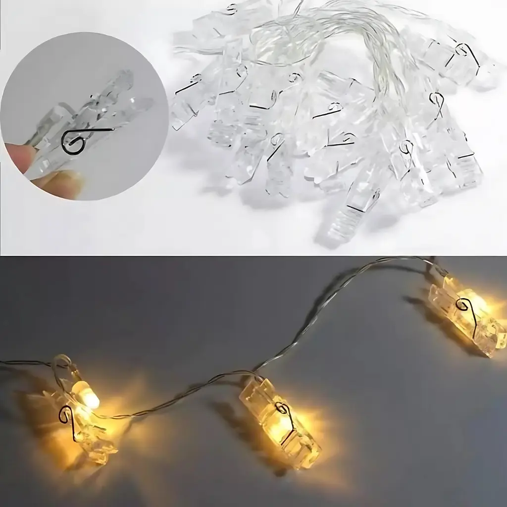 Гирлянда с прищепками USB Niki Light декор для фото 40 лед 5,8м тепло белый блочок в комплекте - фото 7