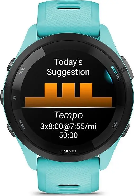 Смарт-годинник Garmin Forerunner 265 Black Bezel with Aqua Case and Aqua/Black Silicone Band (010-02810-12) - фото 8