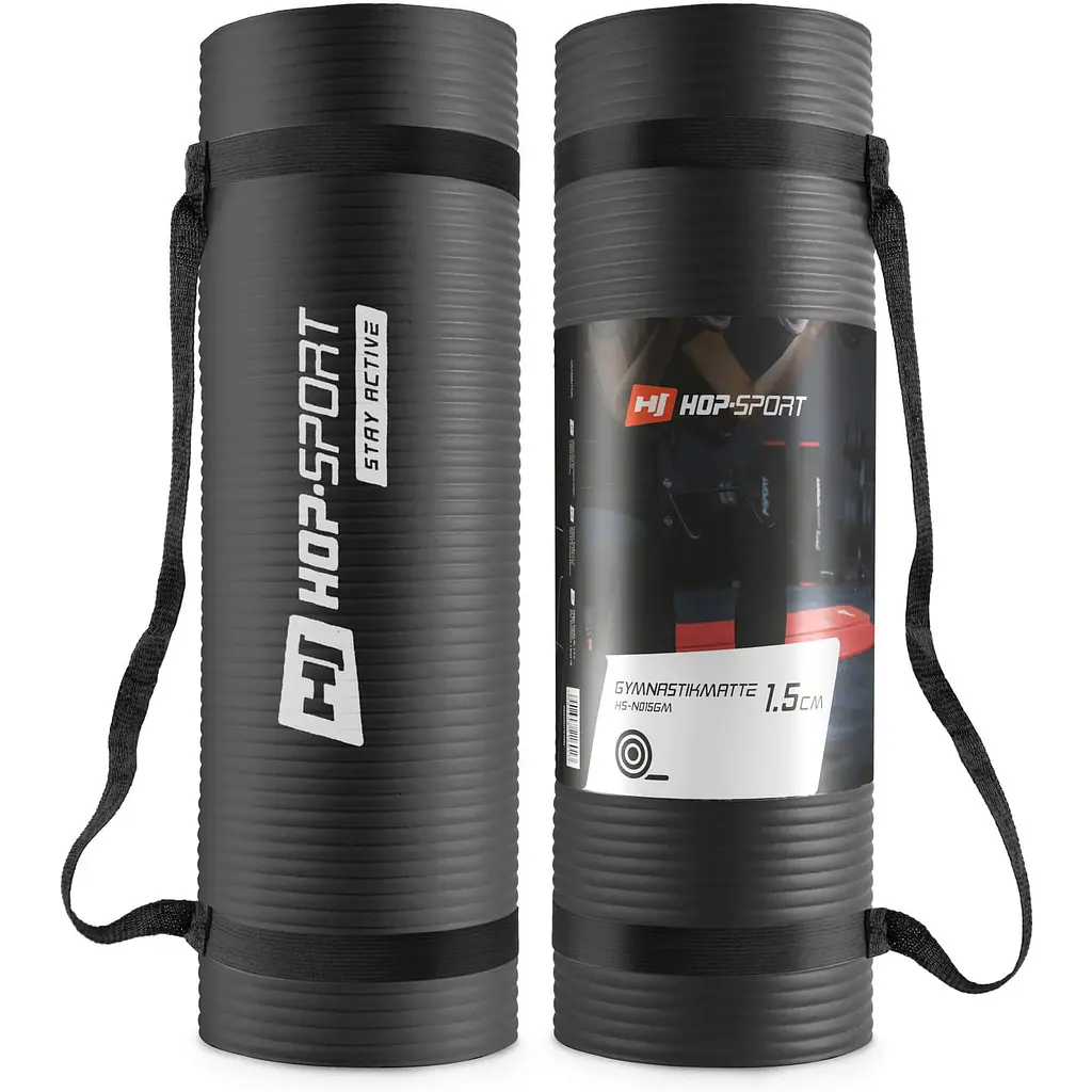 Мат для фітнесу та йоги Hop-Sport HS-N015GM 1,5см чорний - фото 2