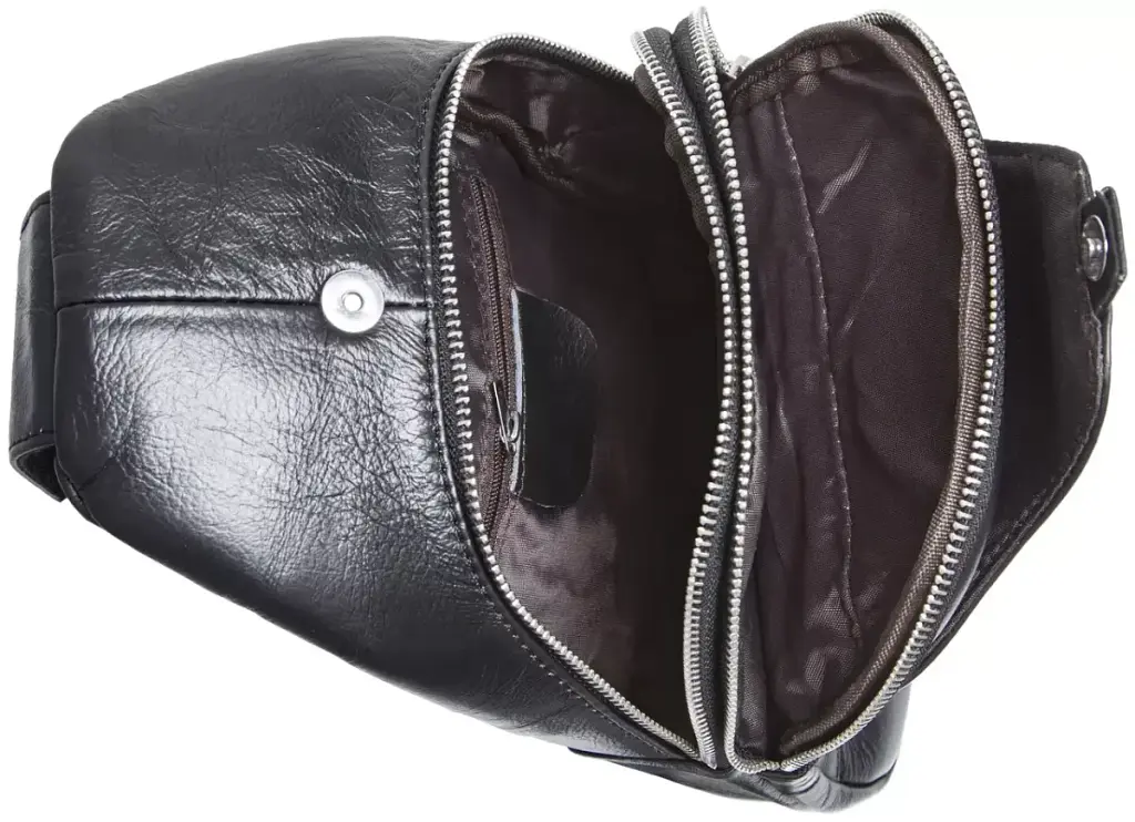 Чоловіча нагрудна сумка бананка зі шкіри на плечі 31х17х9 Tiding Bag 79906 чорна 17 см - фото 2