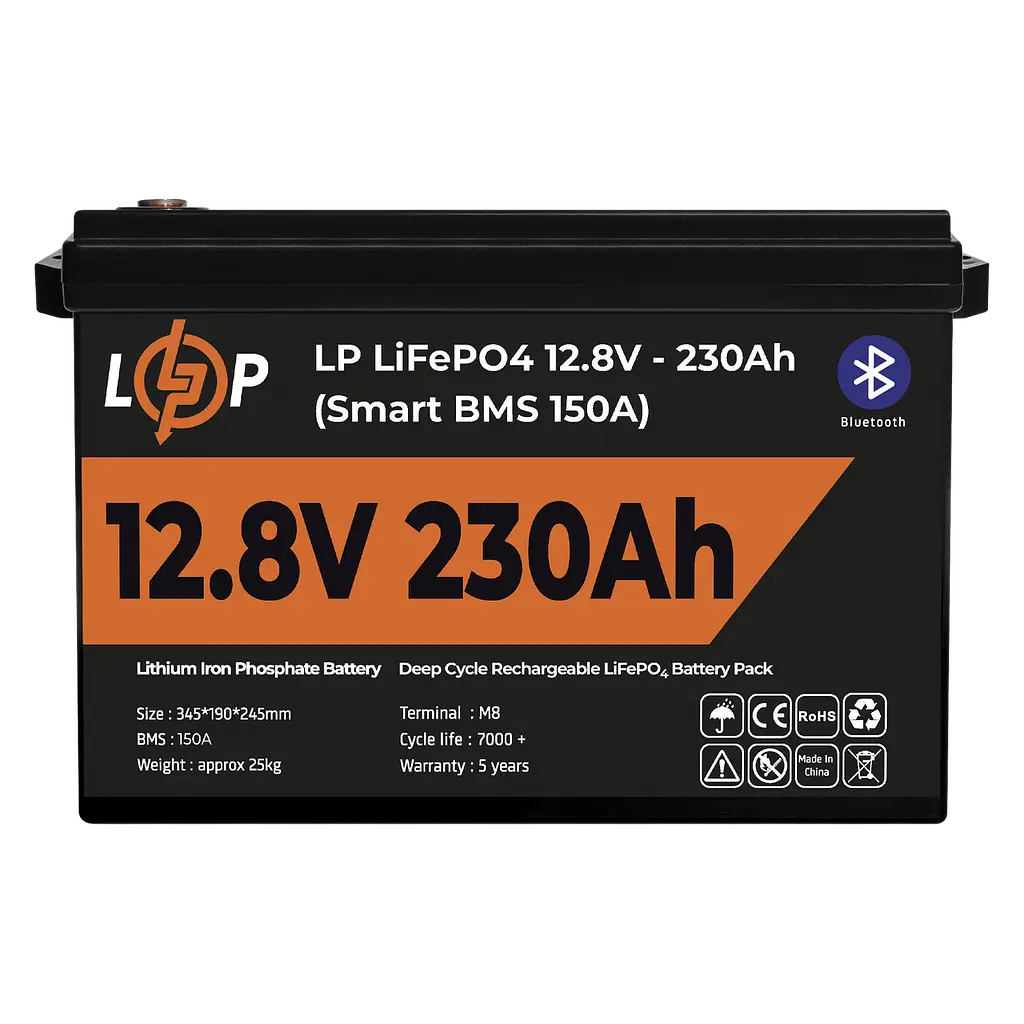 Акумулятор LP LiFePO4 12V (12,8V) - 230 Ah (2944Wh) (Smart BMS 150А) з BT пластик - фото 2