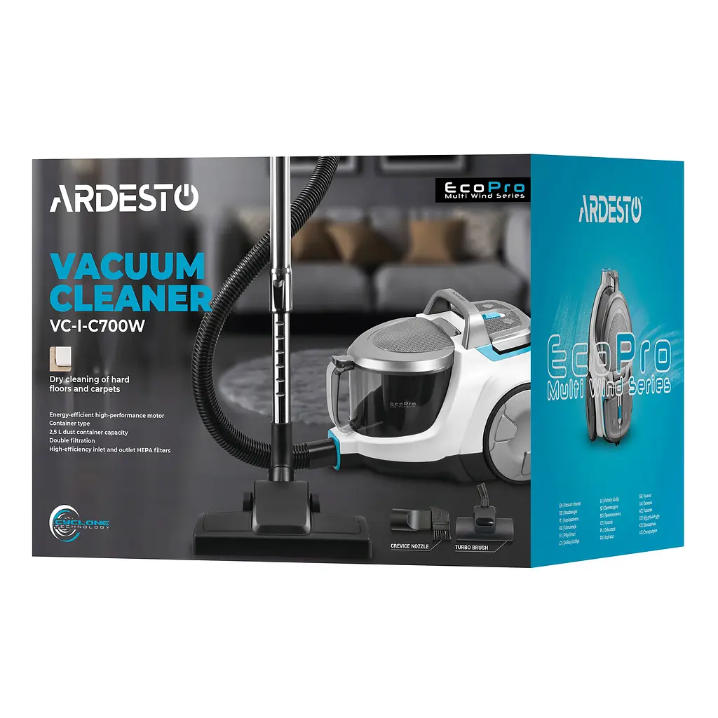 Пилосос Ardesto контейнерний біло-сріблястий 700 Вт (VC-I-C700W) - фото 23