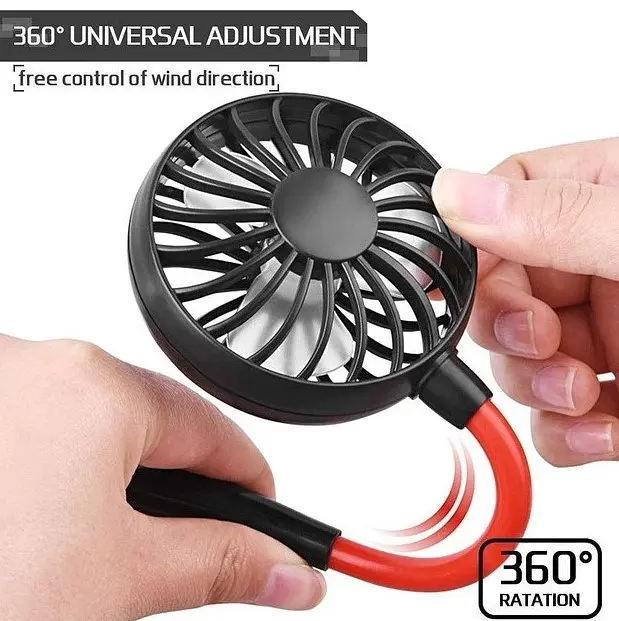Вентилятор на шию портативний No Brand Neck Fan SN з акумулятором Чорний (2104618574) - фото 7
