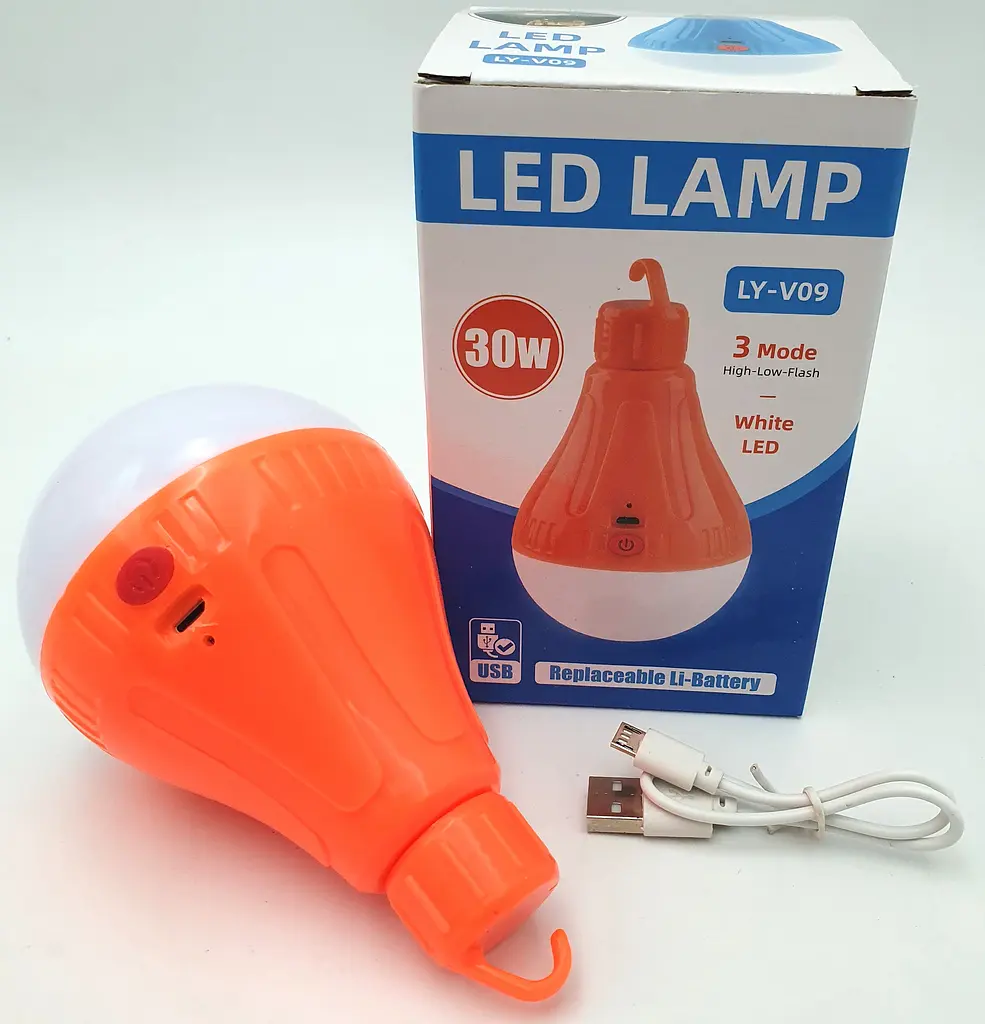 Кемпінгова LED лампа 30W акумуляторна знімна 18650 1200mAh світильник з гачком ліхтар світильник 15х8см UKC V09 оранжевий