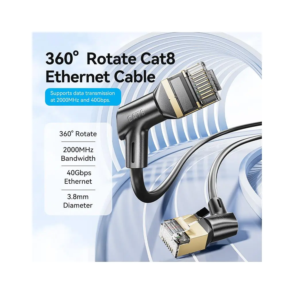 Патч-корд 1м STP cat 8 RJ-45 90° corner black Vention (IKLBF) - фото 10