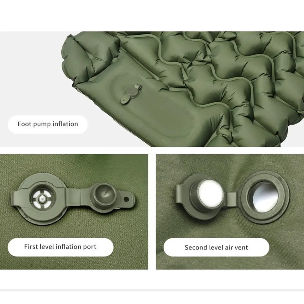 Матрас туристический надувной двухместный Naturehike CNK2550WS019, 200х125х6.5 см, синий со встроенной помпой для надува - фото 11