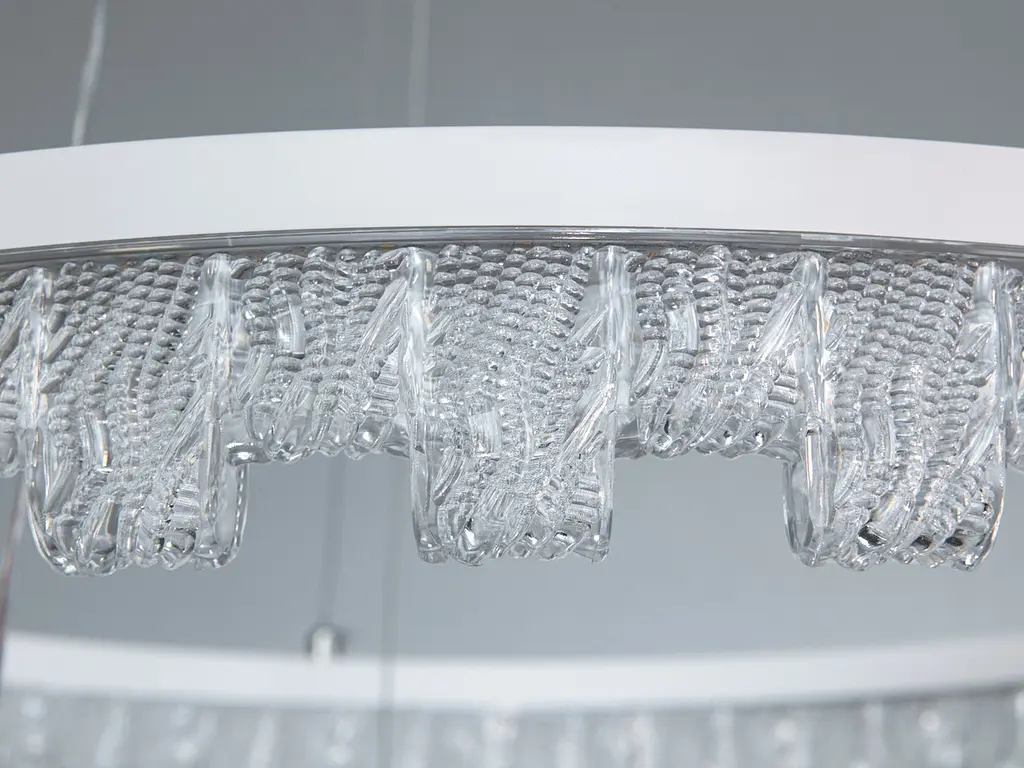 Стильна підвісна LED-люстра для залу Diasha MD78201/600+400WH, біла, 2 кільця, 82 W, акриловий декор - фото 5