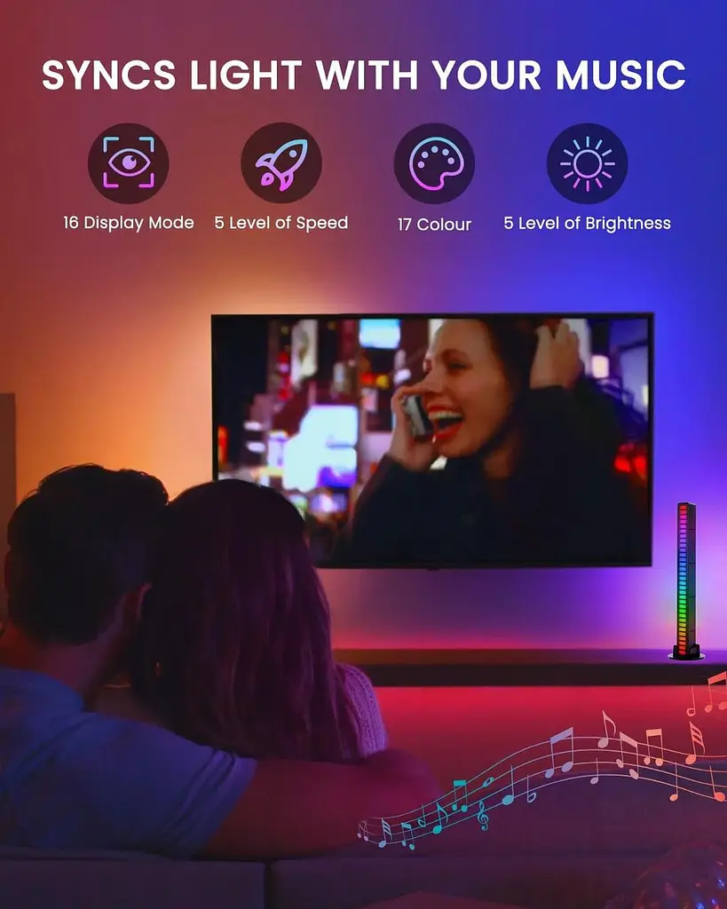 Світлодіодна панель TobeBright RGB Music Rhythm Light з голосовою активацією бездротова - фото 2
