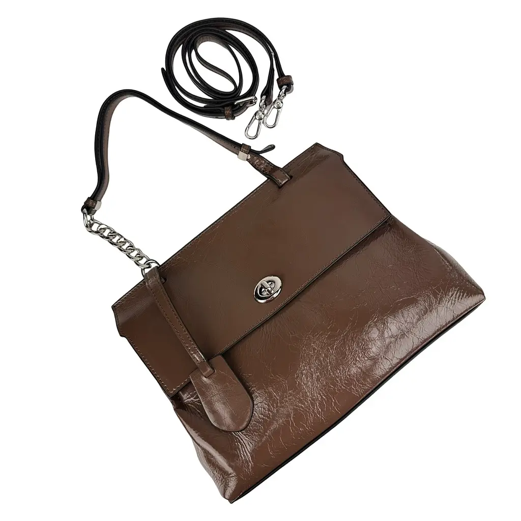 Сумка женская на плечо классическая кроссбоди из натуральной кожи с ручкой повседневная средняя Olivia Leather A25F-W-6012B Коричневый - фото 9