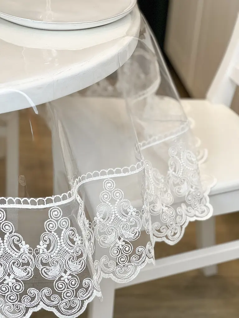 Силиконовая скатерть с молочным кружевом Петек 15 см 150х130 см - фото 9